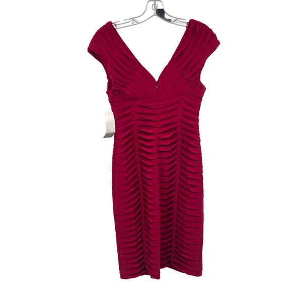 Adriana Papell Womens Textured Sheath Dress V-Neck Cap Sleeve Plum Size 4 New - Picture 7 of 9